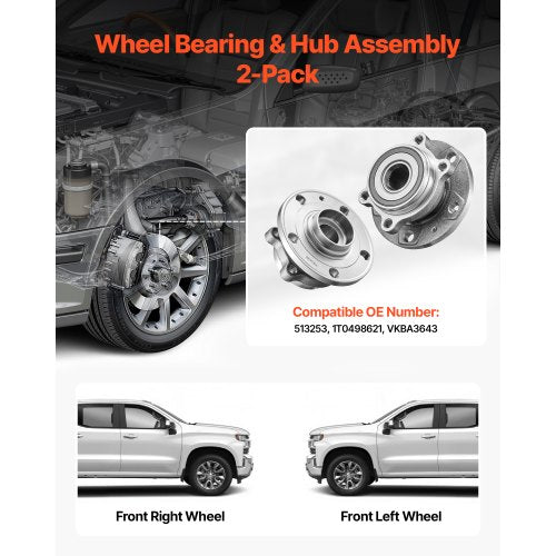 2-DELARS Hjullager och Nav fram Passar 2018 Audi Q3 Komfort Premium Plus Sport Utility 4-dörrars Volkswagen Beetle Coast Cabriolet 2-dörrars 2.0L OEM 513253, Hjullagernavsats |  EU