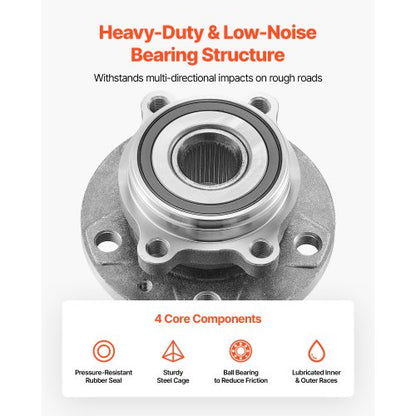 2-DELARS Hjullager och Nav fram Passar 2018 Audi Q3 Komfort Premium Plus Sport Utility 4-dörrars Volkswagen Beetle Coast Cabriolet 2-dörrars 2.0L OEM 513253, Hjullagernavsats |  EU