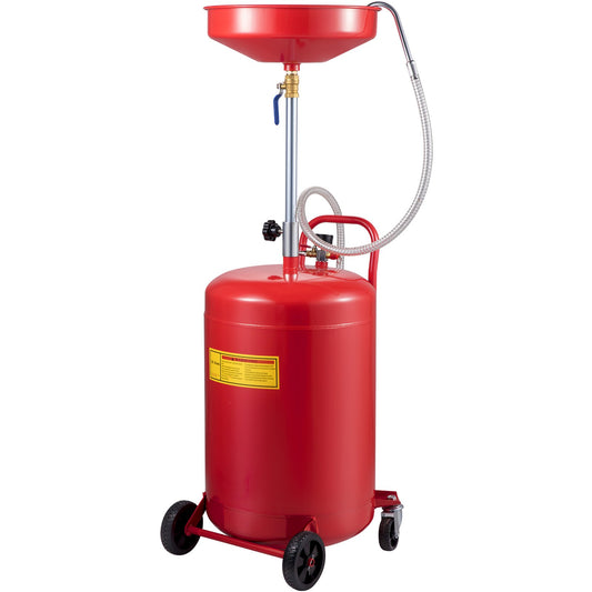 Waste Oil Drain Tank 20 Gallon Portable Oil Drain Air Powered Drain Oil Change, Oil Drain Container, Liquid Fuel Transfer Drain Adjustable Funnel Height, with Wheels for Easy Oil Removal