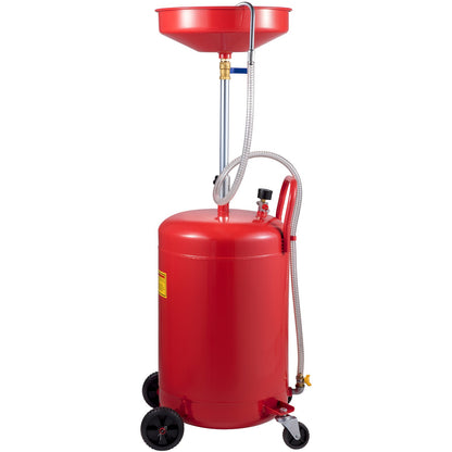 Waste Oil Drain Tank 20 Gallon Portable Oil Drain Air Powered Drain Oil Change, Oil Drain Container, Liquid Fuel Transfer Drain Adjustable Funnel Height, with Wheels for Easy Oil Removal