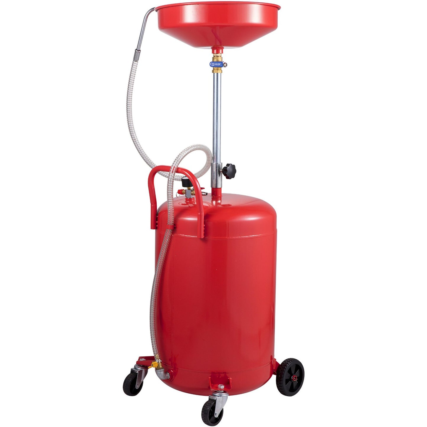 Waste Oil Drain Tank 20 Gallon Portable Oil Drain Air Powered Drain Oil Change, Oil Drain Container, Liquid Fuel Transfer Drain Adjustable Funnel Height, with Wheels for Easy Oil Removal