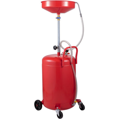 Waste Oil Drain Tank 20 Gallon Portable Oil Drain Air Powered Drain Oil Change, Oil Drain Container, Liquid Fuel Transfer Drain Adjustable Funnel Height, with Wheels for Easy Oil Removal