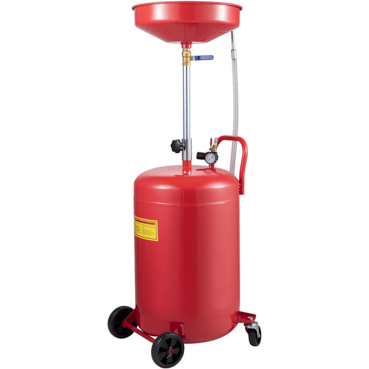 Spilloljeavtappningstank 20 gallon bärbar oljeavtappning Luftdriven dränering Oljebyte, oljeavtappningsbehållare, flytande bränsleöverföring Dränering Justerbar tratthöjd, med tryckregleringsventil