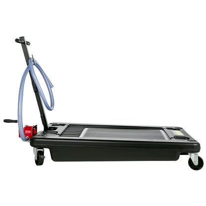 Portable Oil Drain Pan with Pump 64L Oil Drain Pan 17 Gallon Low Profile Oil Pan with 8' Hose for SUVs and Trucks