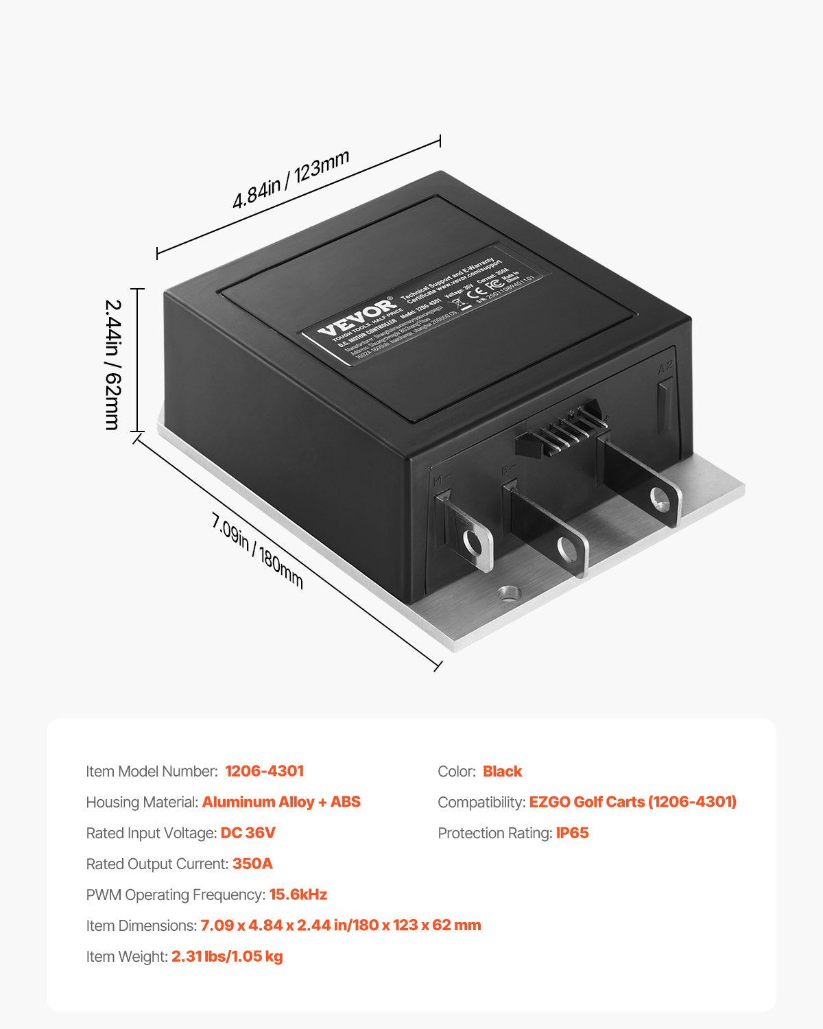 Golf Cart Controller 36V 350A Speed Regulator for EZGO 1206-4301 Models