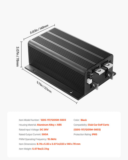 Golf Cart Controller 36V 500A Controller for Club Car 1205-117/1205M-5603