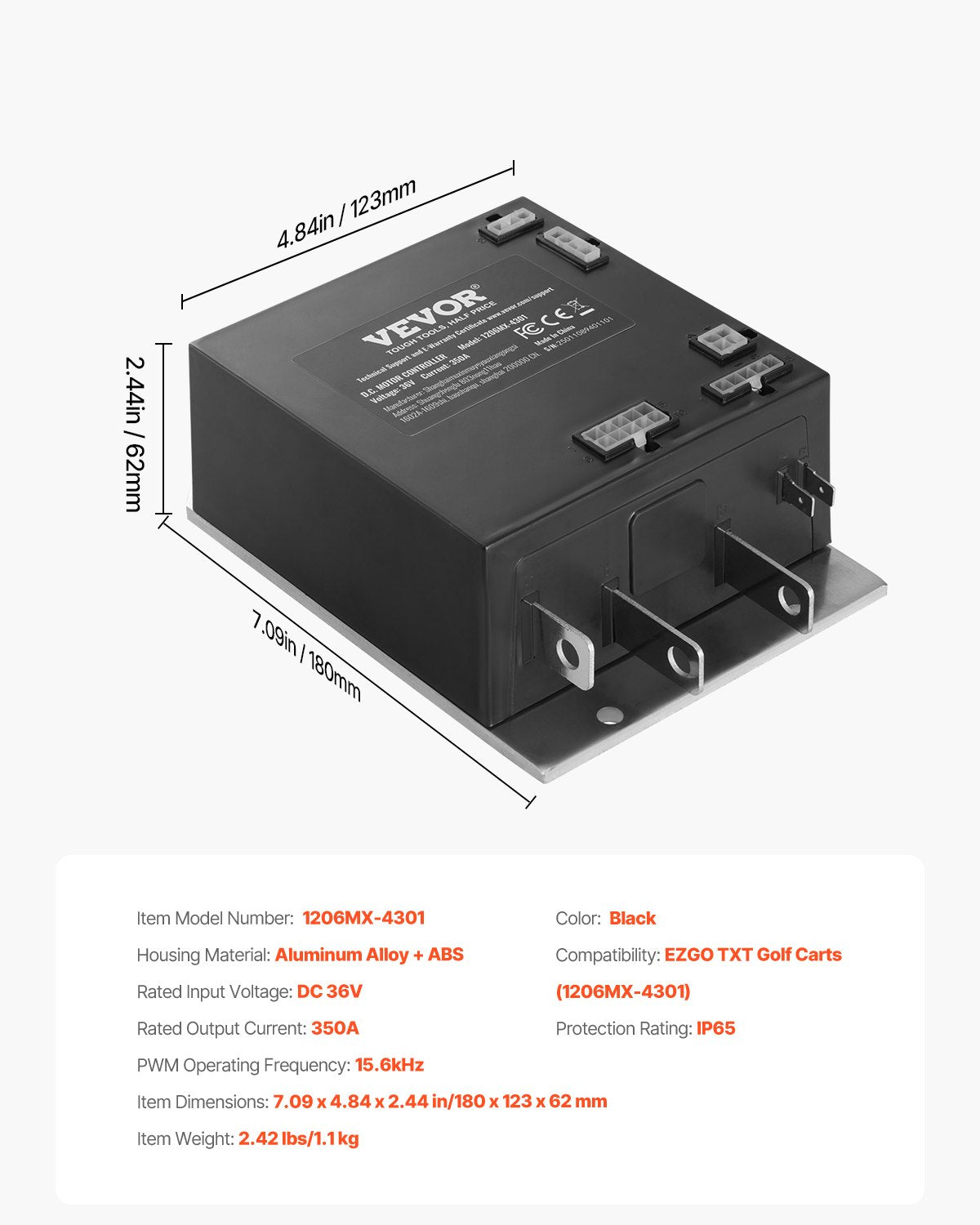 Golf Cart Controller 36V 350A Speed Controller for EZGO TXT 1206MX-4301