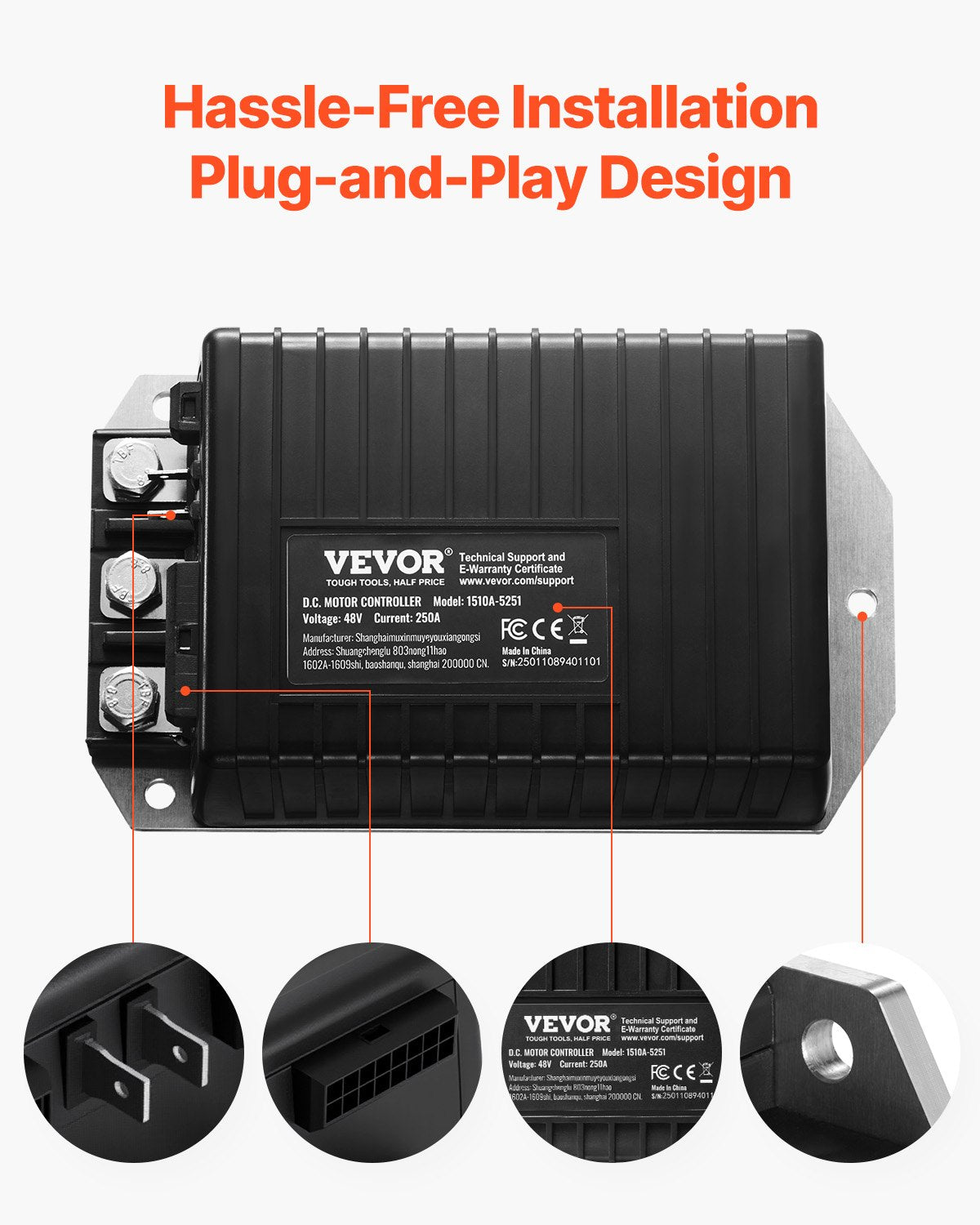 Golf Cart Controller 48V 250A Speed Controller for Club Car 1510A-5251