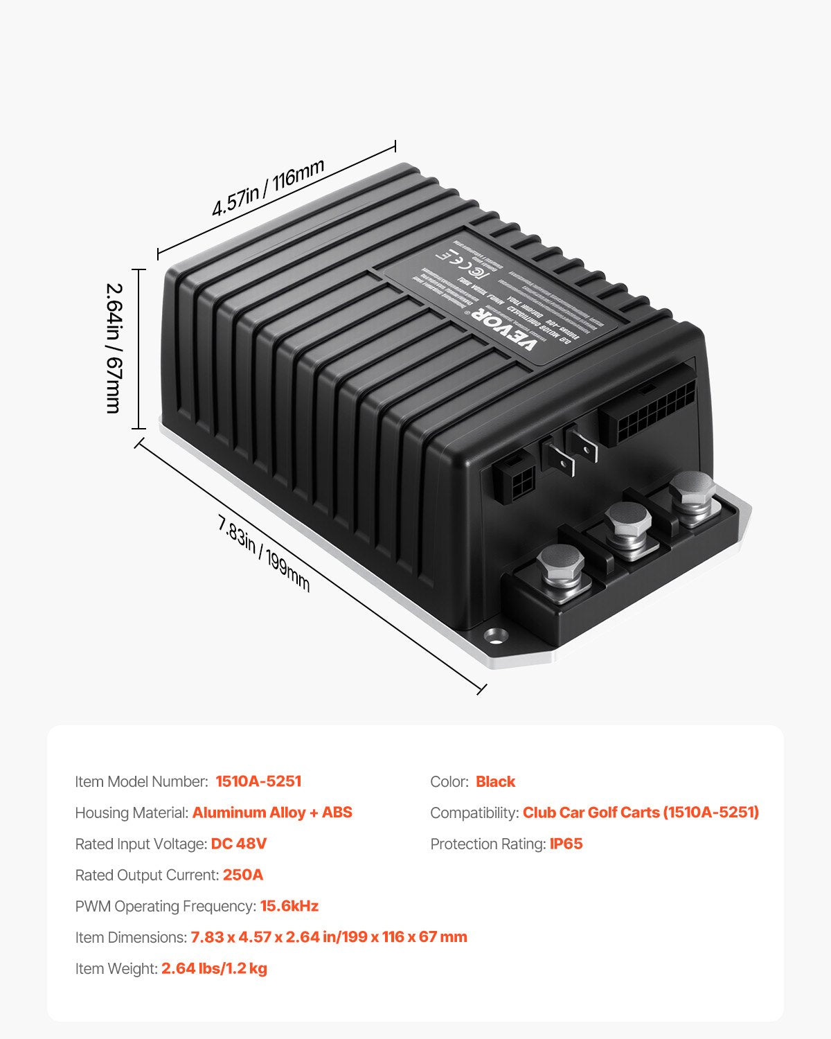 Golf Cart Controller 48V 250A Speed Controller for Club Car 1510A-5251