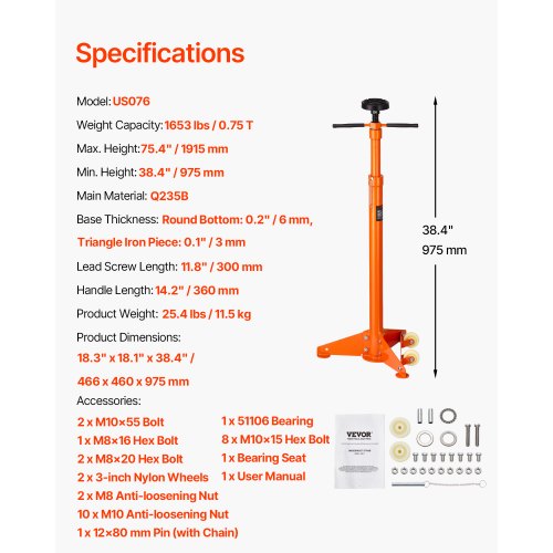 Underlift support 3/4 ton capacity Underlift jack Two wheels | EU