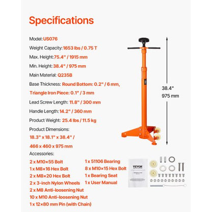 Underlift support 3/4 ton capacity Underlift jack Two wheels | EU