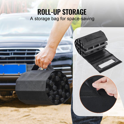 2PCS Traktion Boards mit TPR für Schlamm Schnee Sand Lagerung Taschen Kurze Schwarz