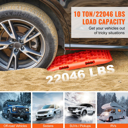2PCS Traction Boards med PP för Mud Snow Sand Storage Bag Kort Röd