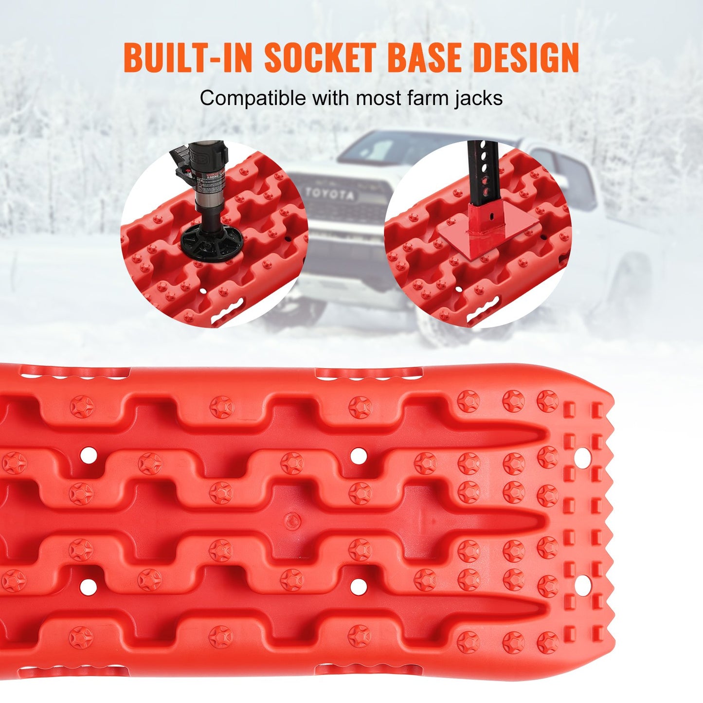2PCS Traction Boards med PP för Mud Snow Sand Storage Bag Kort Röd