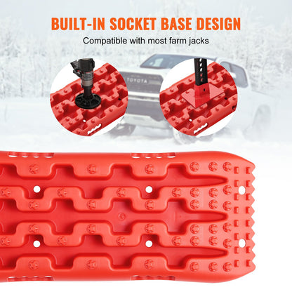 2PCS Traction Boards med PP för Mud Snow Sand Storage Bag Kort Röd