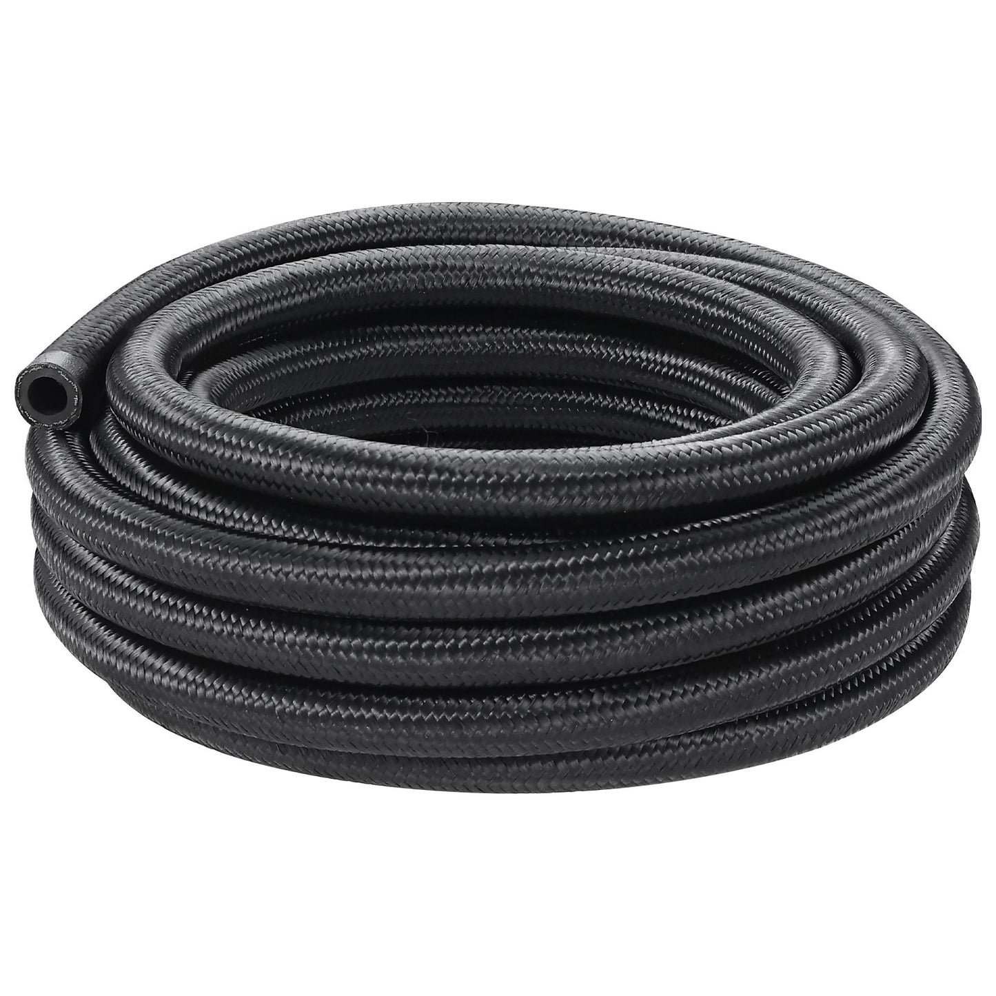 8AN Bränsleledningssats, 20 FT bränsleslangsats, 0,43" nylon, rostfritt stål flätad bränsleledningssats för olja/gas/diesel slangände, med 12-ST svängbar adaptersats, svart