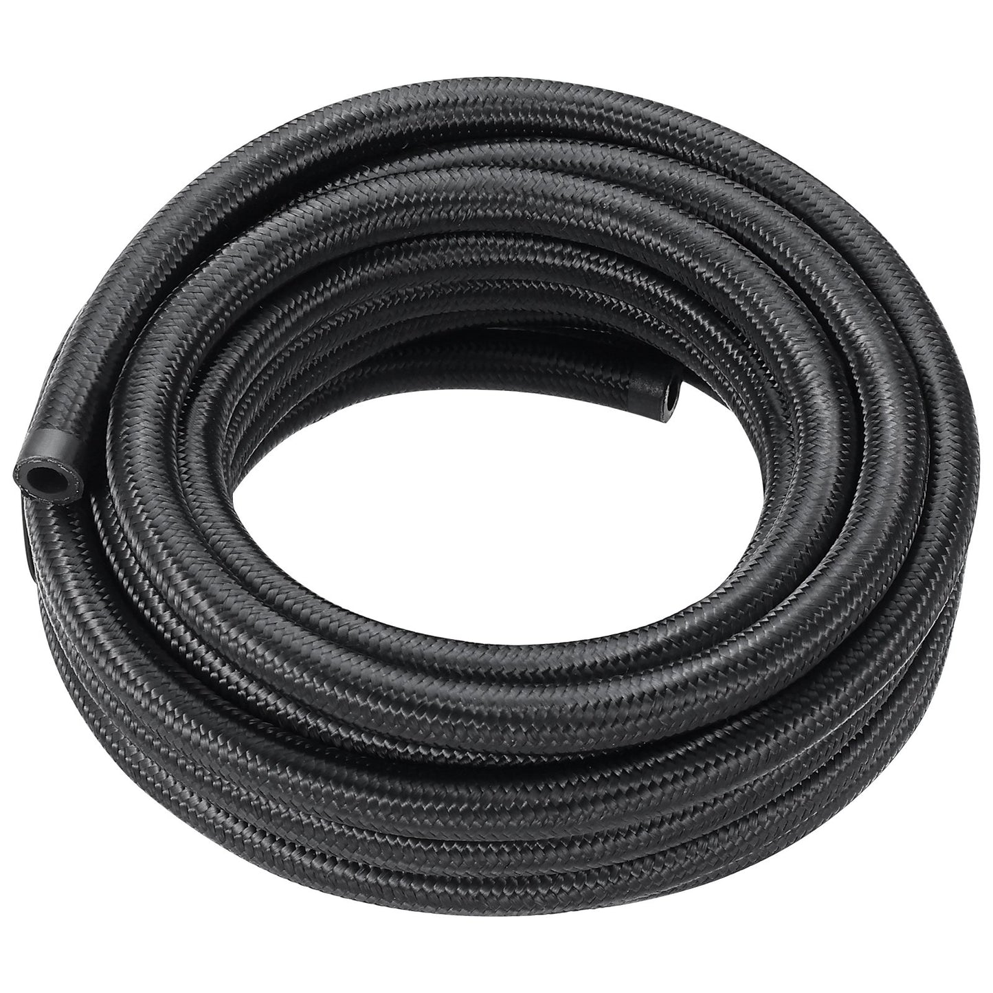 8AN Bränsleledningssats, 20 FT bränsleslangsats, 0,43" nylon, rostfritt stål flätad bränsleledningssats för olja/gas/diesel slangände, med 12-ST svängbar adaptersats, svart