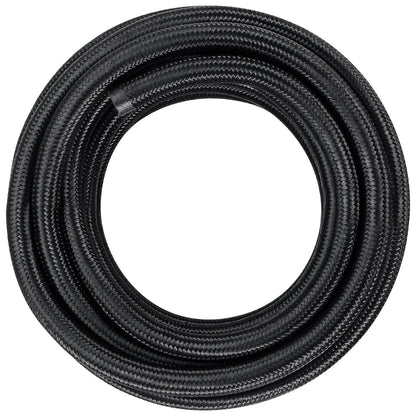 6AN bränsleledningssats, 25 FT bränsleslangsats, 5/16" nylon, rostfritt stål flätad PTFE bränsleledningssats, E85/olja/gas/diesel slangändkopplingssats, med 15 st svängbar adaptersats, svart