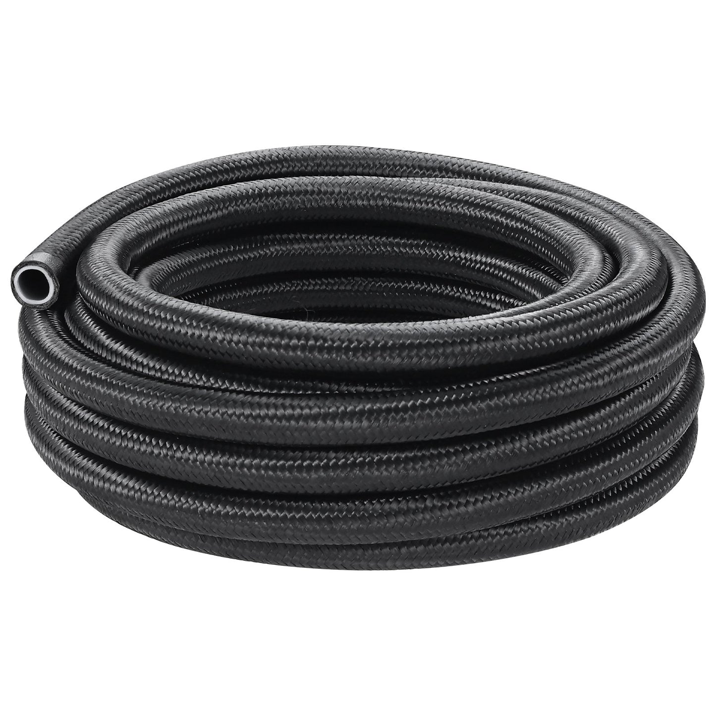 6AN bränsleledningssats, 25 FT bränsleslangsats, 5/16" nylon, rostfritt stål flätad PTFE bränsleledningssats, E85/olja/gas/diesel slangändkopplingssats, med 15 st svängbar adaptersats, svart