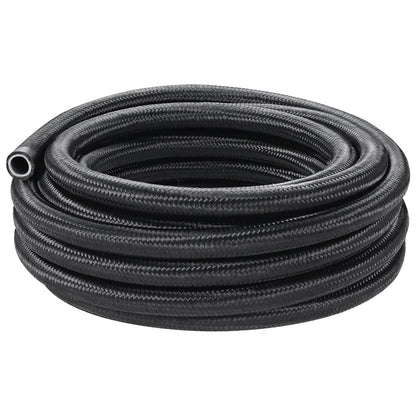 6AN bränsleledningssats, 25 FT bränsleslangsats, 5/16" nylon, rostfritt stål flätad PTFE bränsleledningssats, E85/olja/gas/diesel slangändkopplingssats, med 15 st svängbar adaptersats, svart