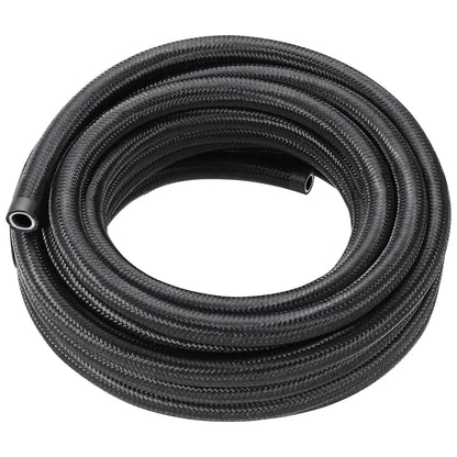 6AN bränsleledningssats, 25 FT bränsleslangsats, 5/16" nylon, rostfritt stål flätad PTFE bränsleledningssats, E85/olja/gas/diesel slangändkopplingssats, med 15 st svängbar adaptersats, svart