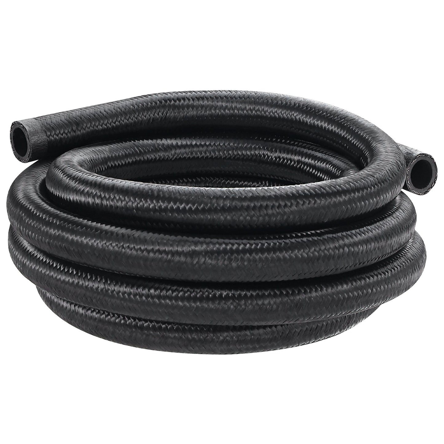 10AN Bränsleledningssats, 10 FT bränsleslangsats, 0,55" nylon, rostfritt stål flätad bränsleledningssats för olja/gas/diesel slangände, med 7-ST svängbar adaptersats, svart