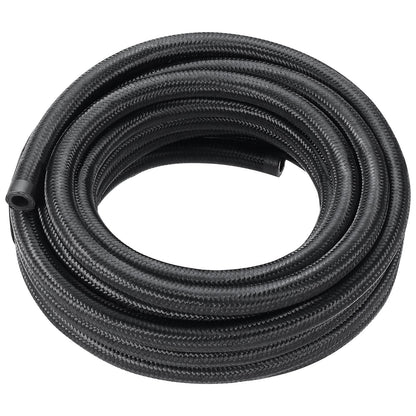 6AN Fuel Line Kit, 20 FT Fuel Hose Kit, 0.34 Inch Nylon, Stainless Steel Braided Fuel Line Kit for Oil/Gas/Diesel Hose End, with 12-ST Swivel Adapter Kit, Black