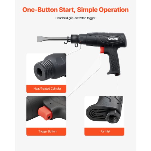 Drucklufthammer 2500-2700 Schläge/min Drucklufthammer Drucklufthammer-Set mit 4 Meißeln | EU