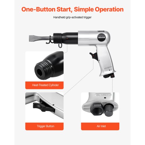 Lufthammare 3500 slag/min 12 CFM Pneumatisk hammare Lufthammarsats med 4 mejslar |  EU