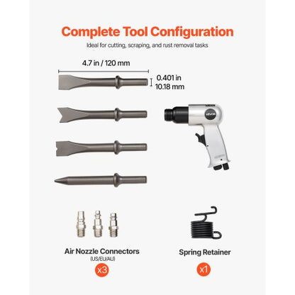 Lufthammare 4500 BPM Pneumatisk hammare med luftnålsrensare och 4 mejslar |  EU
