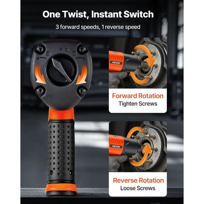 Lufttrycksslagskruvmejsel, 1/2"-fäste Pneumatisk slagskruvmejsel Upp till 1490 Nm Bakåtmoment, 7500 RPM 4-växlad justerbar och lätt pneumatisk pistol för bilreparationer och underhåll |  EU