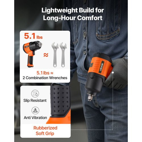 Lufttrycksslagskruvmejsel, 1/2"-fäste Pneumatisk slagskruvmejsel Upp till 1490 Nm Bakåtmoment, 7500 RPM 4-växlad justerbar och lätt pneumatisk pistol för bilreparationer och underhåll |  EU