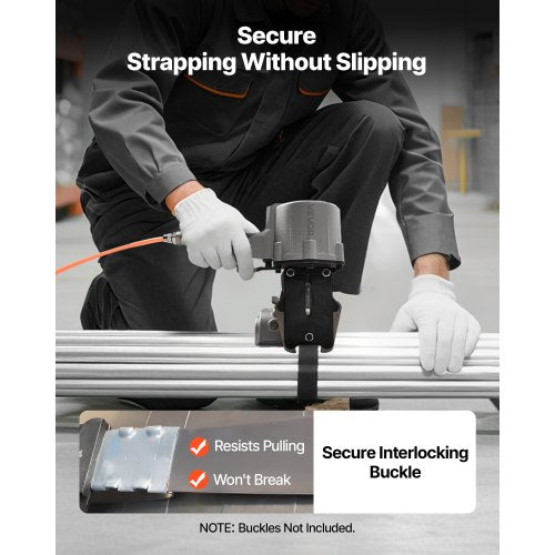 Pneumatisk stålbandningsmaskin, 8500 N spänningskraft, metallbandningsverktyg, spännare och skärförslutare för 19 mm breda metallband, kraftig delad balpress för höghållfasta förpackningar |  EU