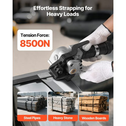 Pneumatisk stålbandningsmaskin, 8500 N spänningskraft, metallbandningsverktyg, spännare och skärförslutare för 32 mm breda metallband, kraftig delad balpress för höghållfasta förpackningar |  EU