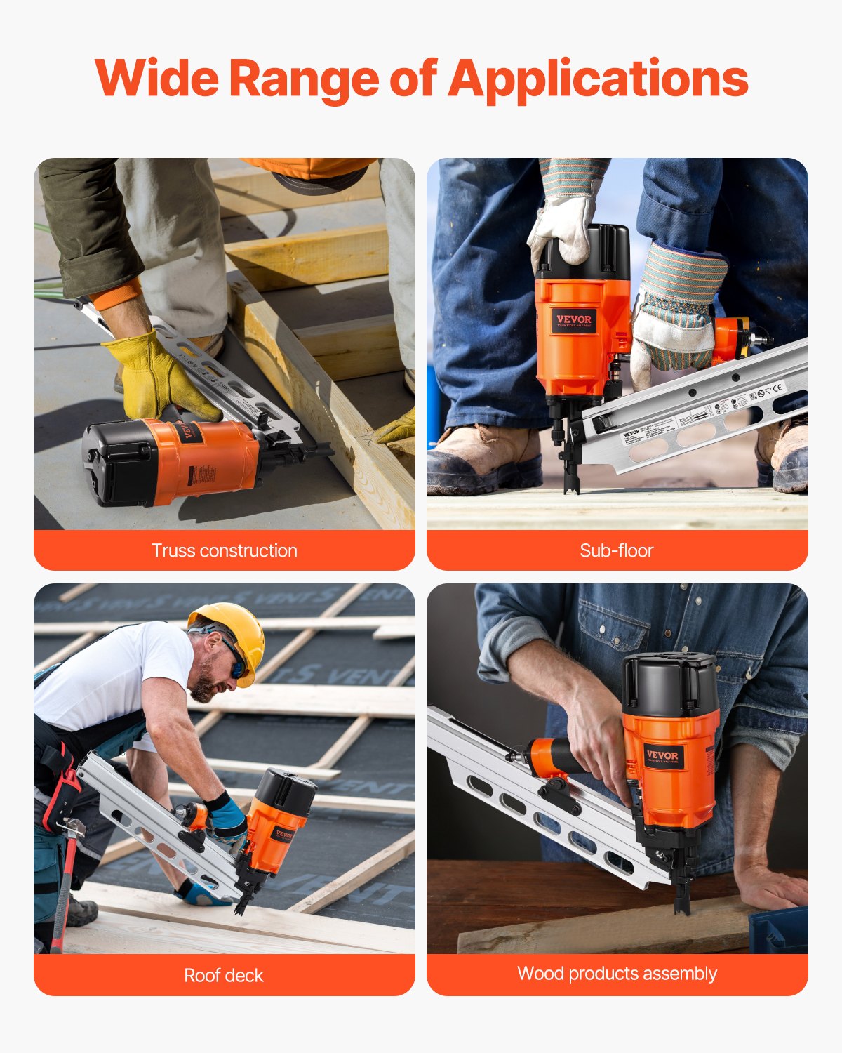 Framing nailer 50 to 90 mm 21° pneumatic nailer with fully round head