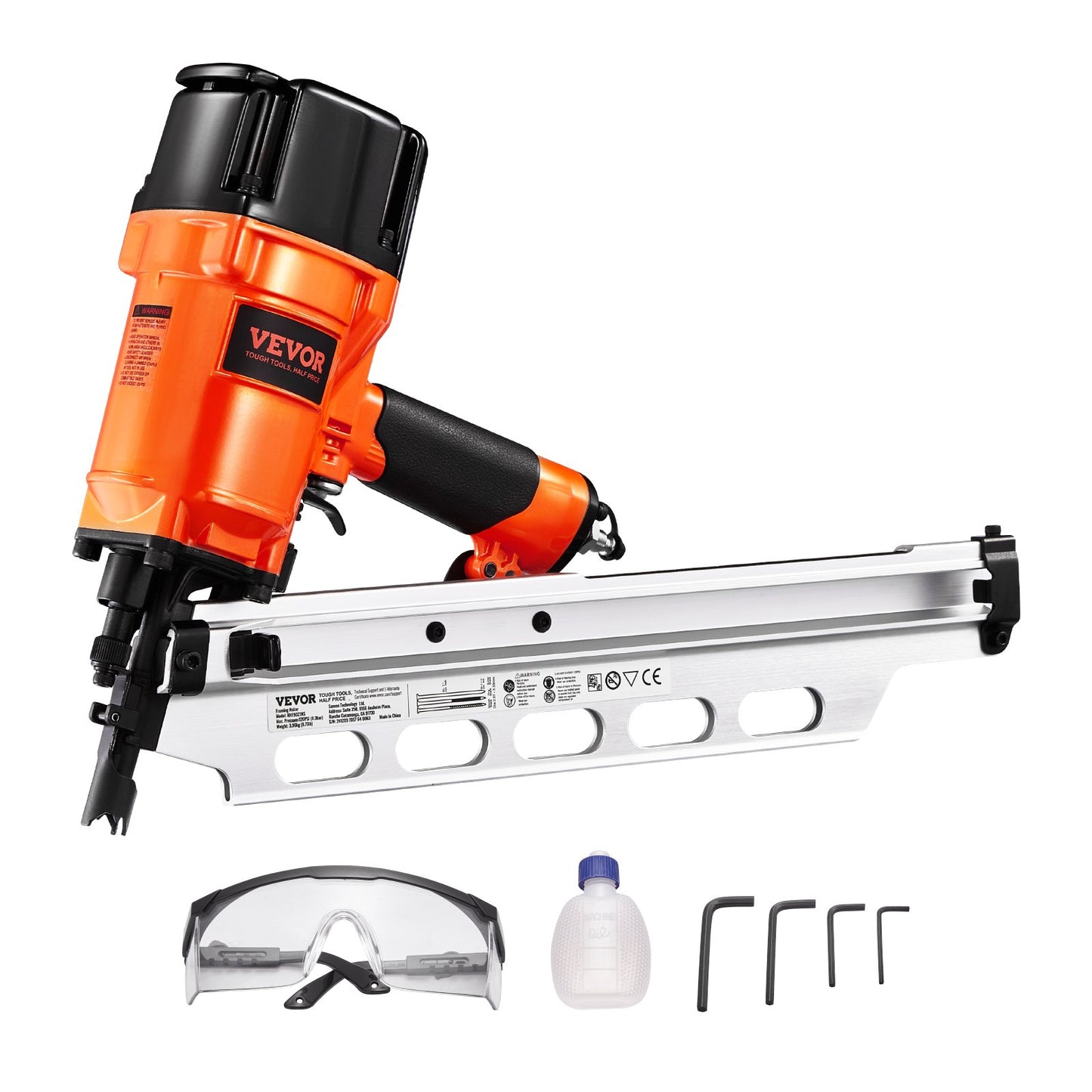 Framing nailer 50 to 90 mm 21° pneumatic nailer with fully round head