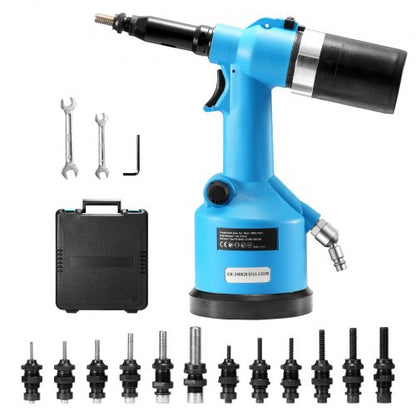 Pneumatic Air Riveter Heavy Duty Rivet Gun Tool Kit 13 pcs Nose Pieces | EU