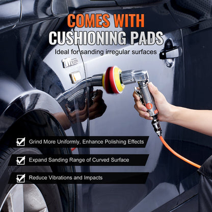 Mini Air Sander, 1"/2"/3" Random Orbital Air Sander, 15000r/min High Speed Mini Pneumatic Sander Polishing Machine for Car Body Work, 58PCS Air Powered Sanding Kit with Wavy Sponges, Sandpaper, Wool Pad