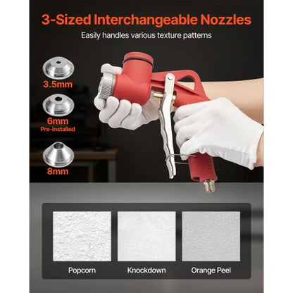 luftsprutpistol för texturering, 4,5 l luftsprutpistol, professionell gipsspruta med texturering och 3 munstycken (3,5 mm, 6 mm, 8 mm) för popcorn, knockdown och apelsinskalstexturer |  EU