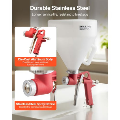 luftsprutpistol för texturering, 4,5 l luftsprutpistol, professionell gipsspruta med texturering och 3 munstycken (3,5 mm, 6 mm, 8 mm) för popcorn, knockdown och apelsinskalstexturer |  EU
