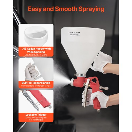 luftsprutpistol för texturering, 4,5 l luftsprutpistol, professionell gipsspruta med texturering och 3 munstycken (3,5 mm, 6 mm, 8 mm) för popcorn, knockdown och apelsinskalstexturer |  EU