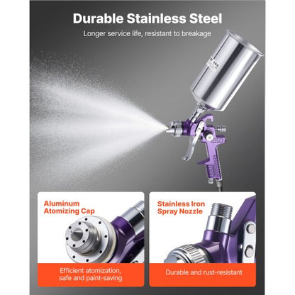 3-delat luftsprutpistolset, professionellt sprutpistolset för bilfärg med 3 munstycken (1/1,4/1,8 mm), 3 koppar och luftregulator, självtrycksmatning för bilfärgspruta för primer, täcklack och bättringslackering |  EU