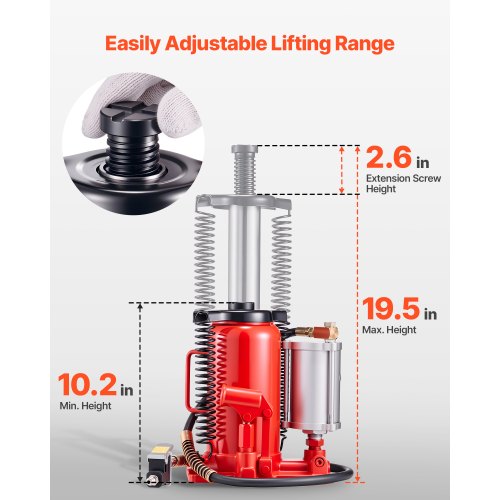 Lufthydraulischer Flaschenwagenheber, 20 Tonnen (44092 lb), Autoreparatur, Rot | EU