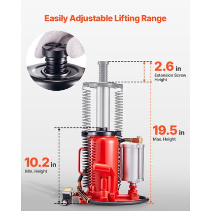 Lufthydraulischer Flaschenwagenheber, 20 Tonnen (44092 lb), Autoreparatur, Rot | EU