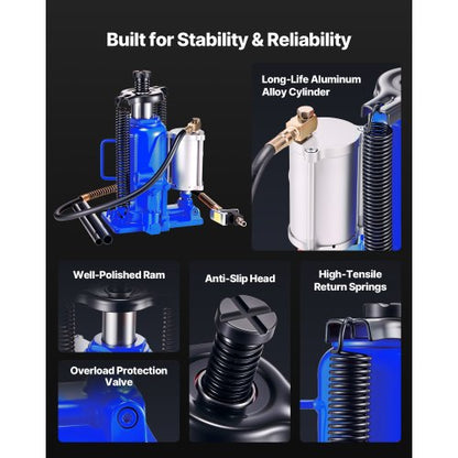 Lufthydraulischer Flaschenwagenheber, 20 Tonnen (44092 lb), Autoreparatur, Blau | EU