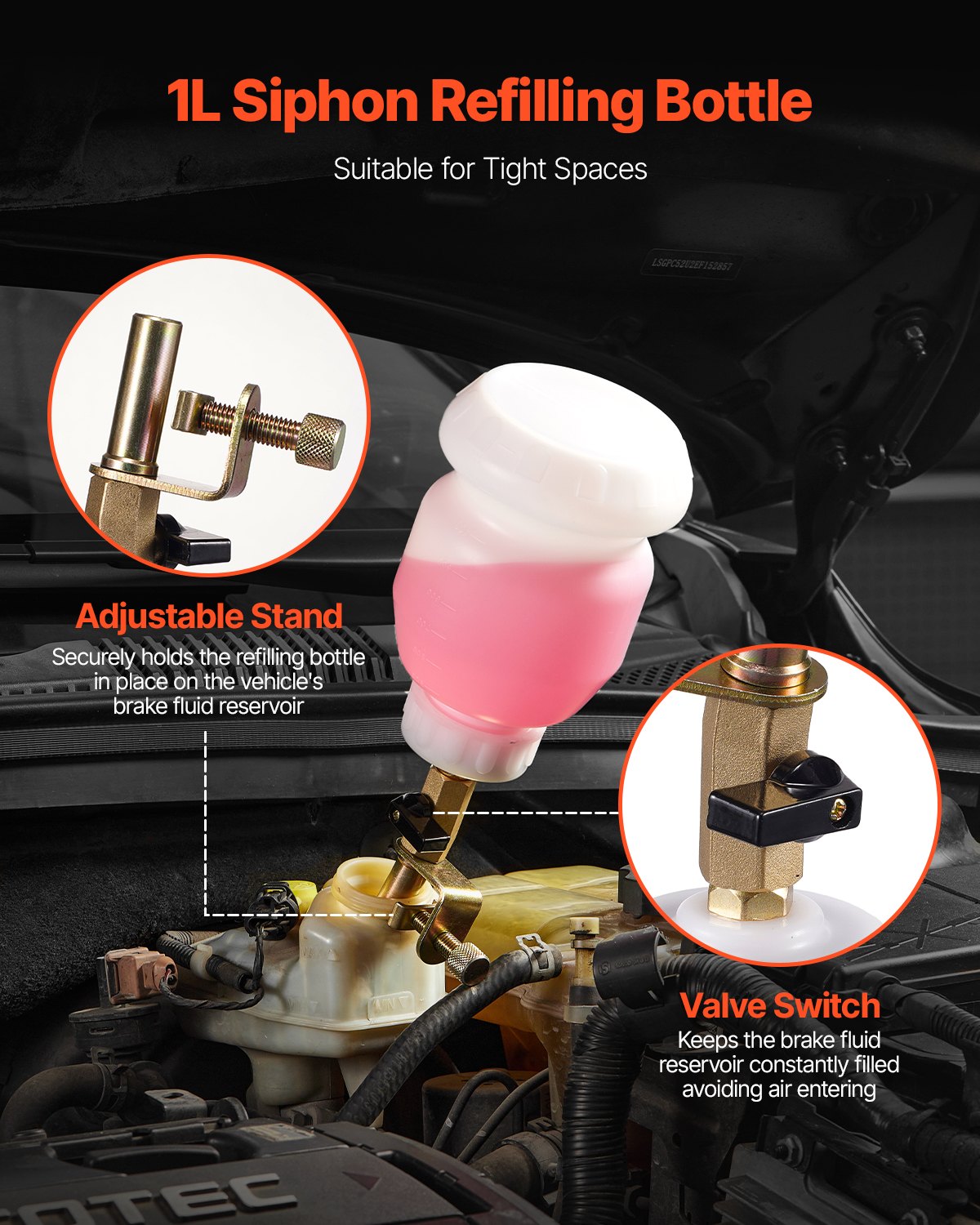 3L brake fluid bleeding kit with 13 hose connections