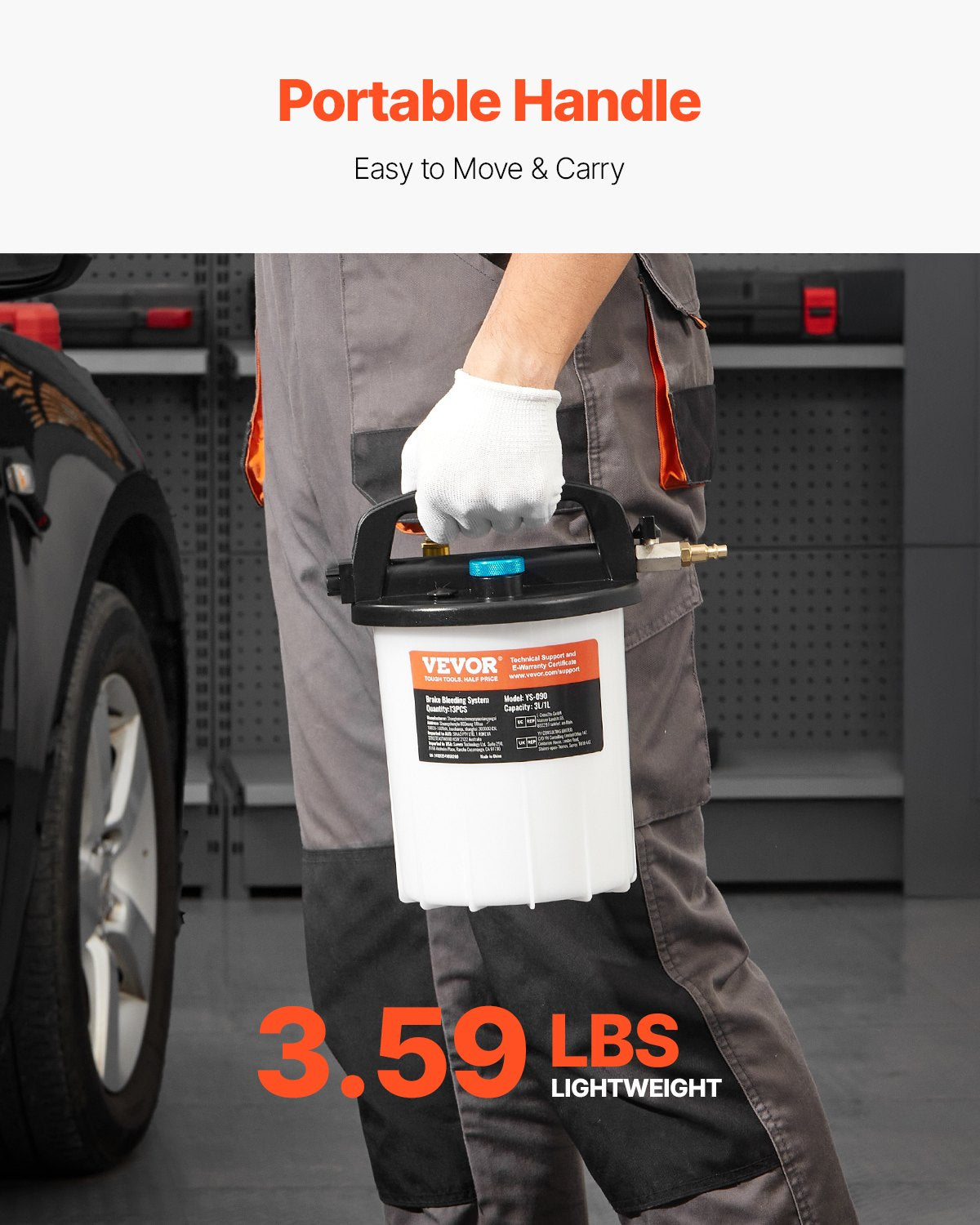 3L brake fluid bleeding kit with 13 hose connections