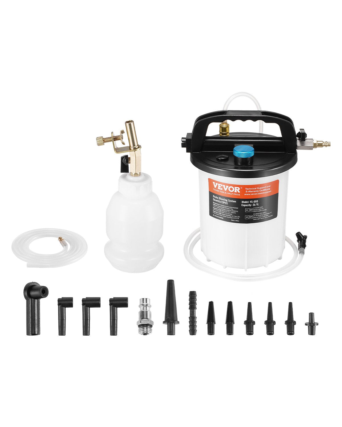 3L brake fluid bleeding kit with 13 hose connections