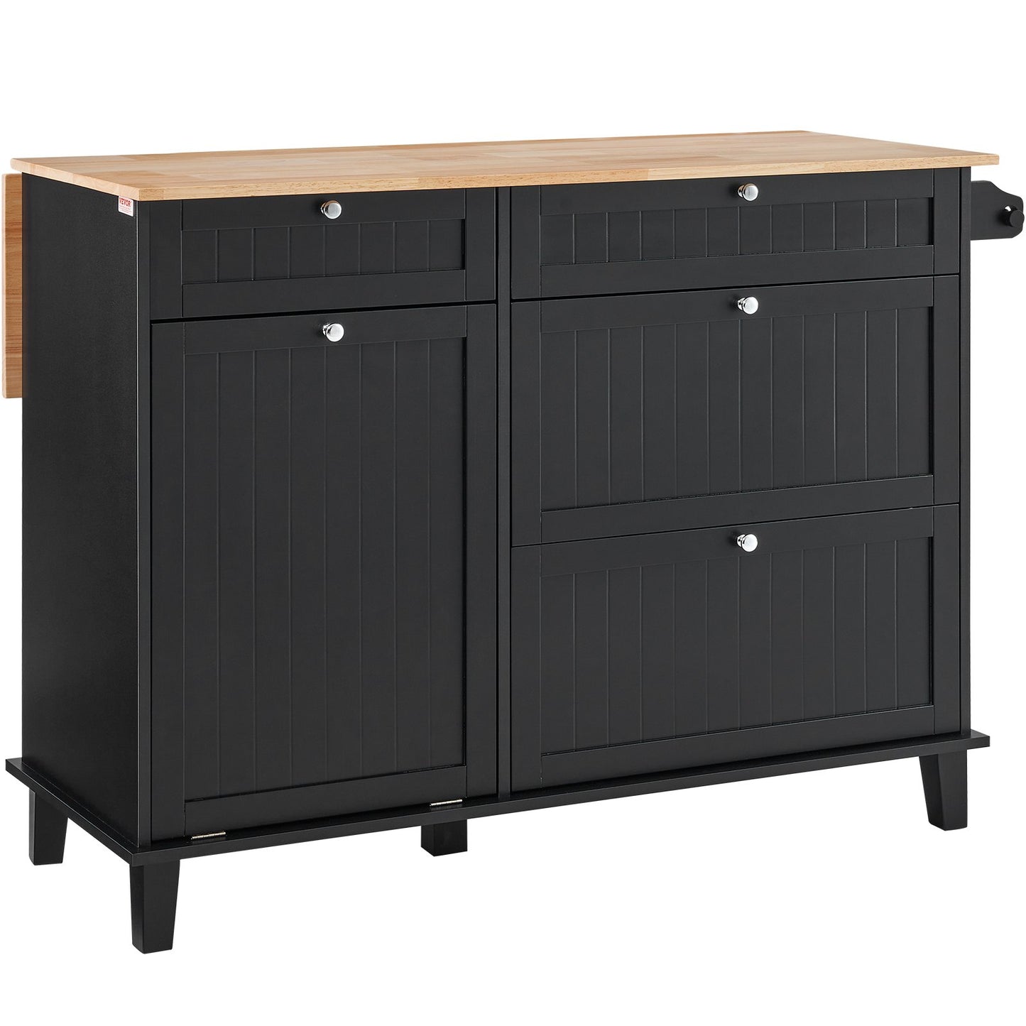 Kitchen Island Cart Storage Cabinet Serving with Drawer and Trash Cabinet