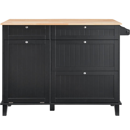 Kitchen Island Cart Storage Cabinet Serving with Drawer and Trash Cabinet
